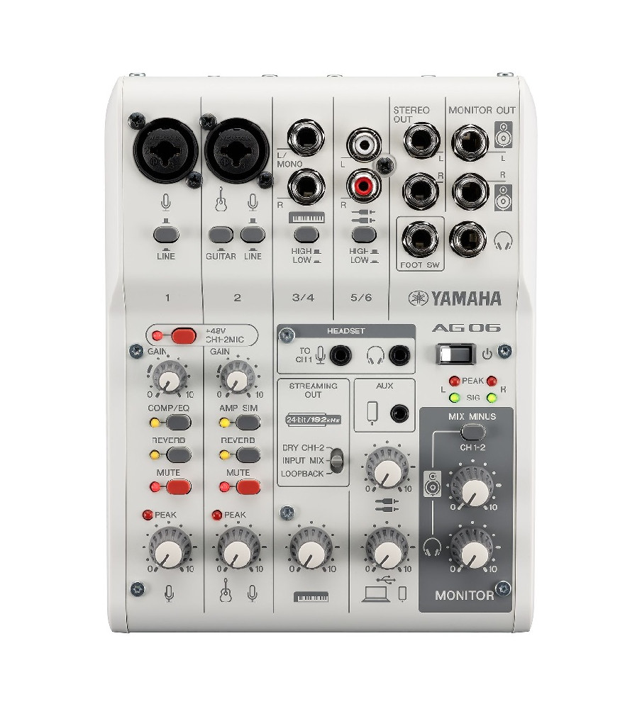 Yamaha AG06MK2 Live Streaming Mixer - White