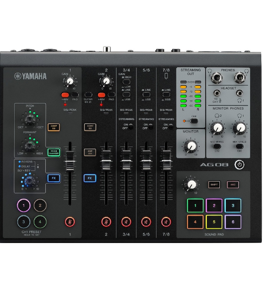 Yamaha AG08 Live Streaming Mixer - Black