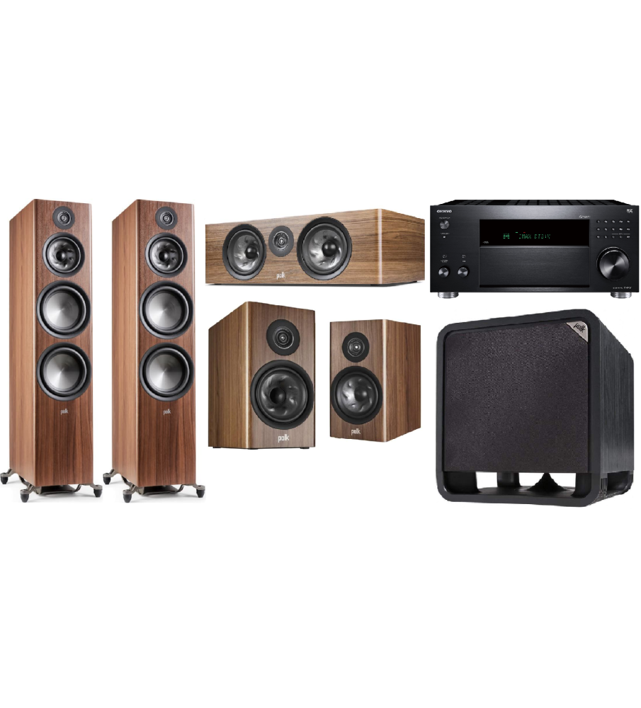 Polk Reserve R700 Speakers & Onkyo TX-RZ50 5.1 Package - Brown