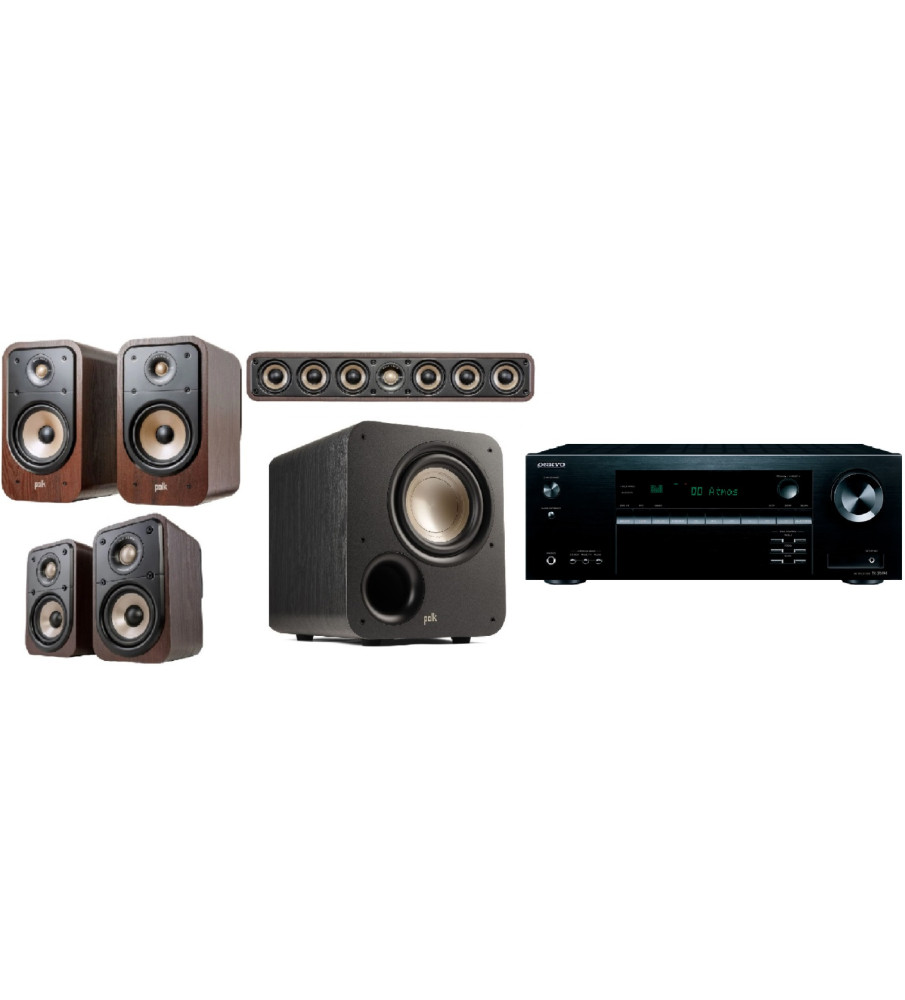 Polk Audio ES20 Signature & Onkyo TX-SR494 5.1 Package - Brown