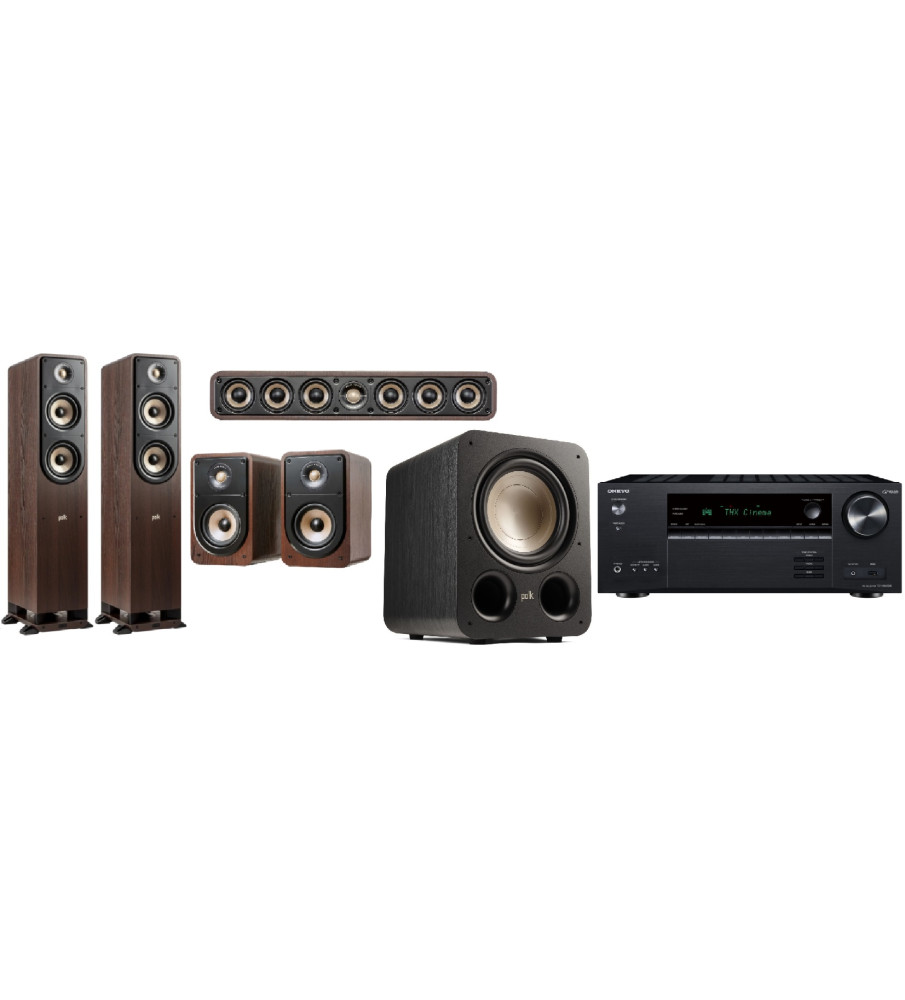 Polk Audio ES50 Signature & Onkyo TX-NR6100 5.1 Package - Brown