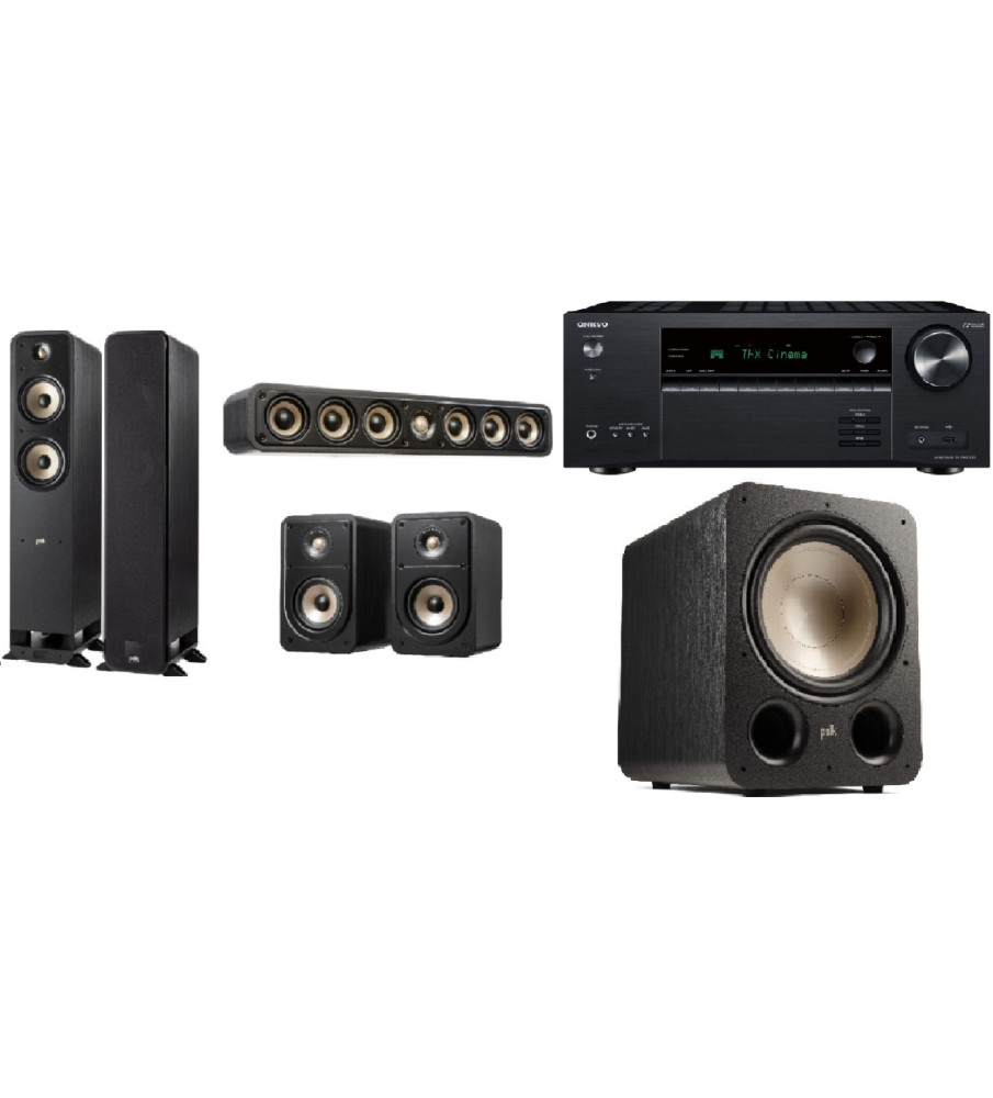 Polk Audio ES55 Signature & Onkyo TX-NR6100 5.1 Package - Black