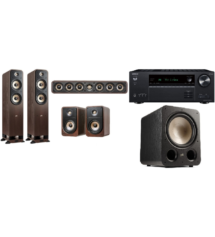 Polk Audio ES55 Signature & Onkyo TX-NR6100 5.1 Package - Brown