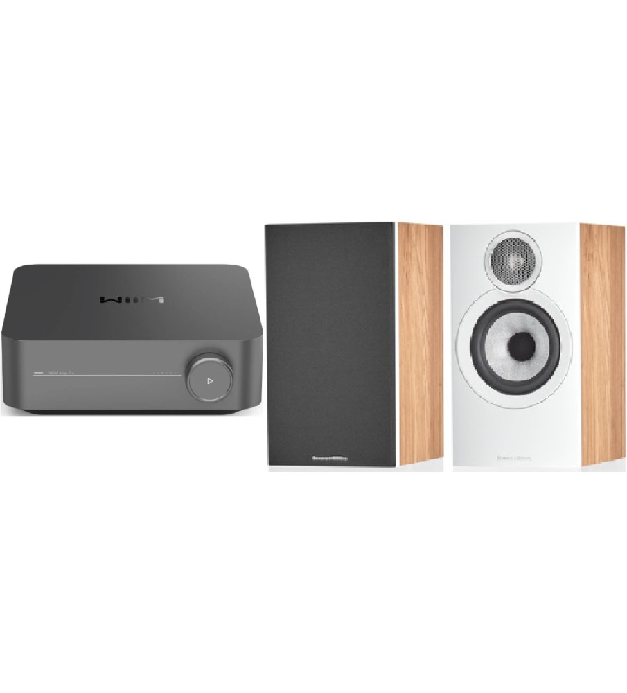 WiiM Amp Pro Stereo Streaming Amplifier & Bowers & Wilkins 607 s3 Speakers - Oak