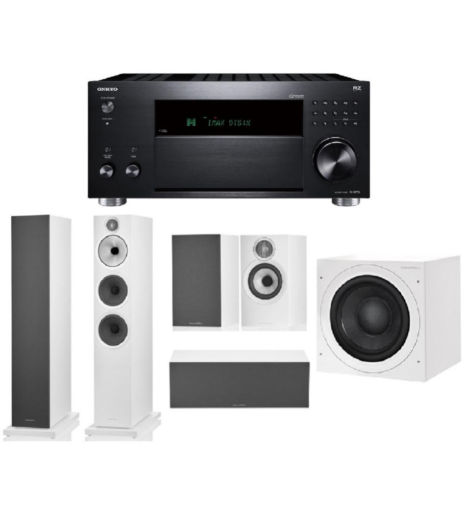 Bowers & Wilkins 603 s3 5.1 Speaker Package & Onkyo TX-RZ50 - White