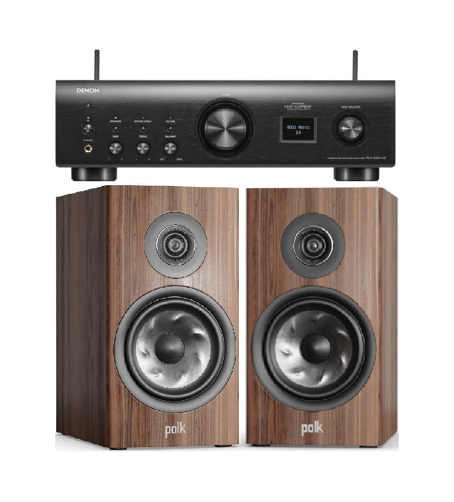 Denon PMA-900HNE Network Amplifier & Polk Reserve R200 Bookshelf Speakers - Brown