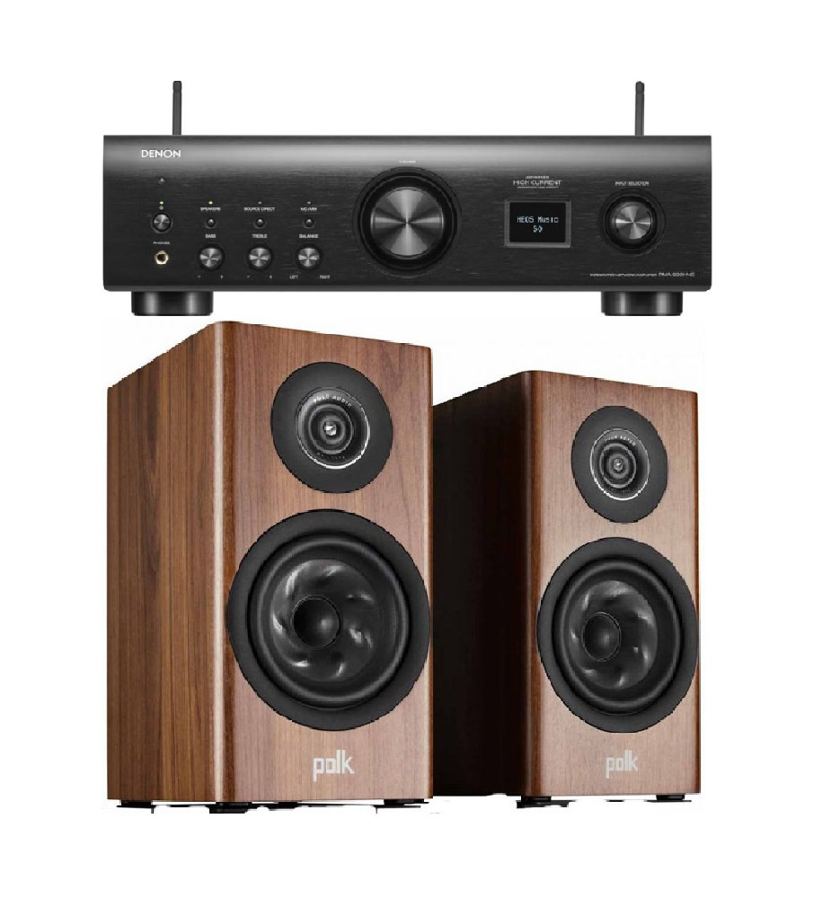 Denon PMA-900HNE Network Amplifier & Polk Reserve R100 Bookshelf Speakers - Brown
