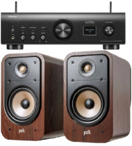 Denon PMA-900HNE Network Amplifier & Polk Signature ES20 Bookshelf Speakers - Brown