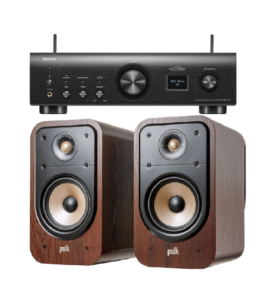 Denon PMA-900HNE Network Amplifier & Polk Signature ES20 Bookshelf Speakers - Brown