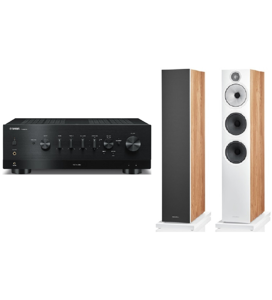 Yamaha R-N1000A Stereo Network Receiver & Bowers & Wilkins 603 s3 Speakers - Black & Oak