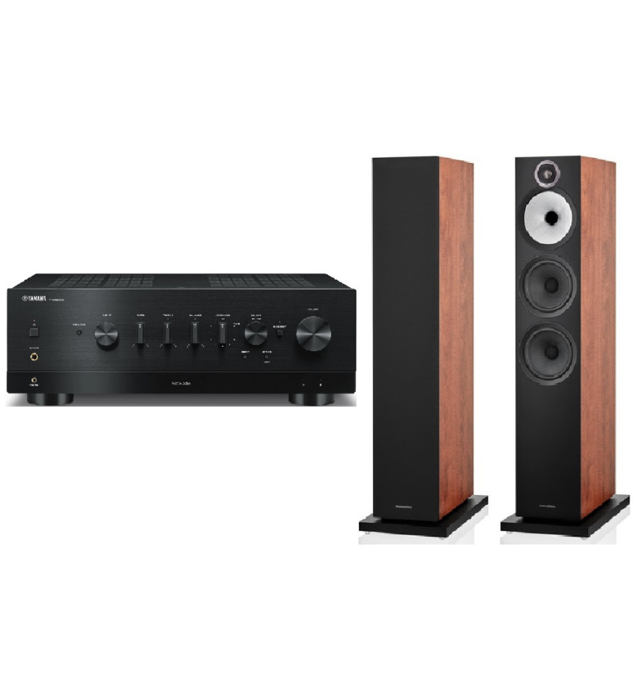 Yamaha R-N1000A Stereo Network Receiver & Bowers & Wilkins 603 s3 Speakers - Black & Red Cherry