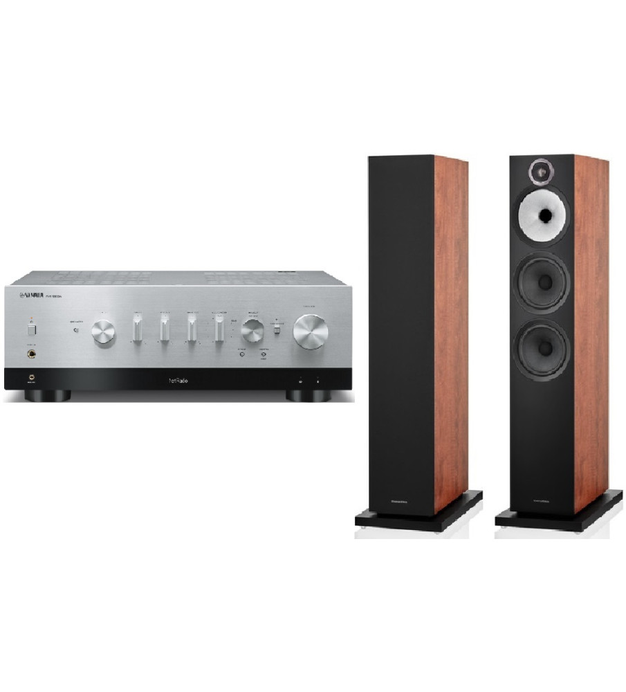 Yamaha R-N1000A Stereo Network Receiver & Bowers & Wilkins 603 s3 Speakers - Silver & Red Cherry