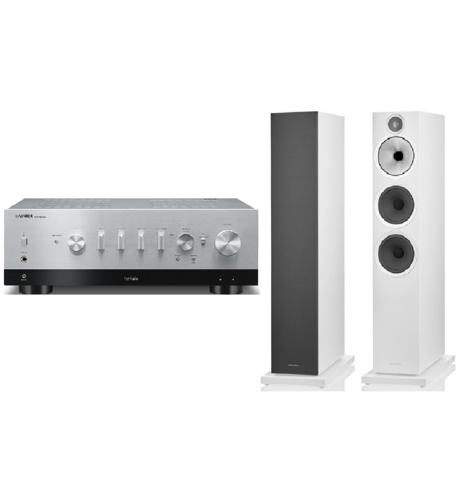 Yamaha R-N1000A Stereo Network Receiver & Bowers & Wilkins 603 s3 Speakers - Silver & White