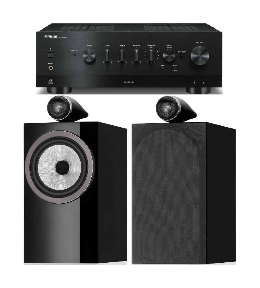 Yamaha R-N1000A Stereo Network Receiver & Bowers & Wilkins 705 s3 Speakers - Black & Gloss Black