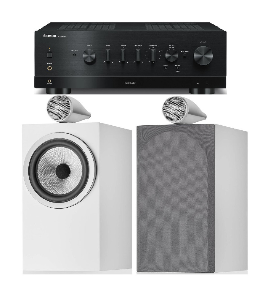 Yamaha R-N1000A Stereo Network Receiver & Bowers & Wilkins 705 s3 Speakers - Black & White