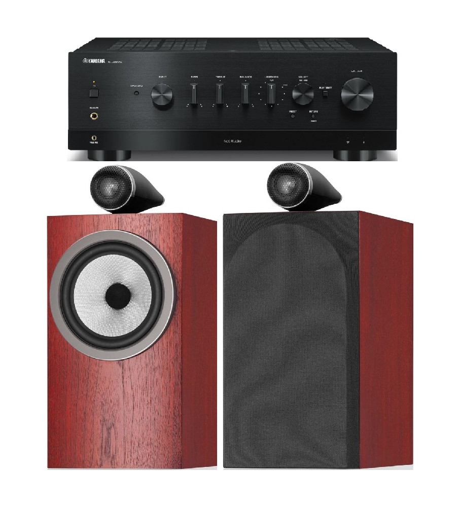 Yamaha R-N1000A Stereo Network Receiver & Bowers & Wilkins 705 s3 Speakers - Black & Rosenut