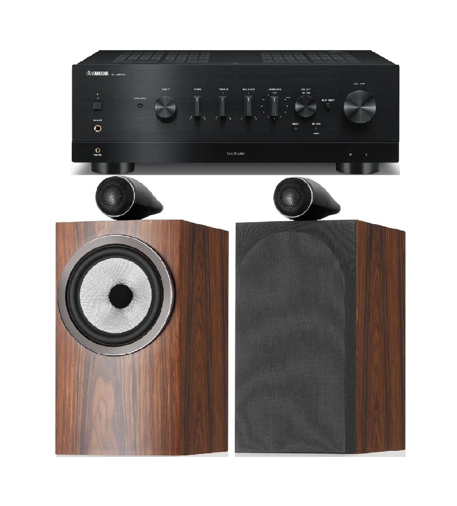 Yamaha R-N1000A Stereo Network Receiver & Bowers & Wilkins 705 s3 Speakers - Black & Mocha