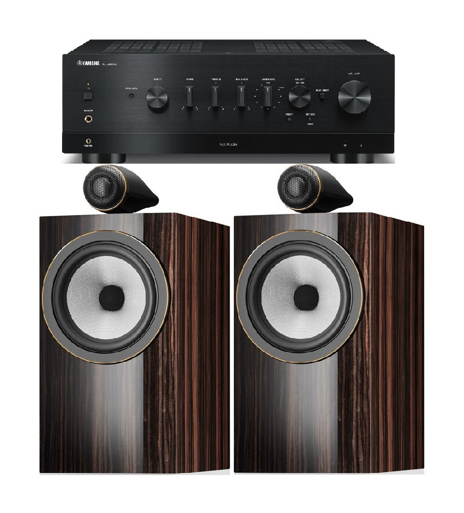 Yamaha R-N1000A Stereo Network Receiver & Bowers & Wilkins 705 s3 Signature Speakers - Black & Datuk Gloss