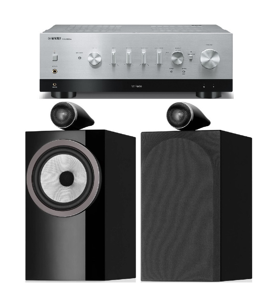 Yamaha R-N1000A Stereo Network Receiver & Bowers & Wilkins 705 s3 Speakers - Silver & Gloss Black