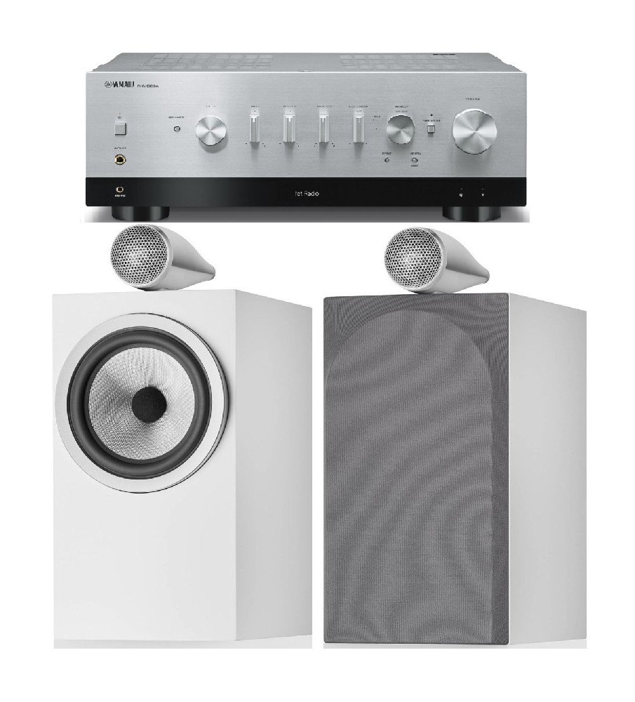 Yamaha R-N1000A Stereo Network Receiver & Bowers & Wilkins 705 s3 Speakers - Silver & White