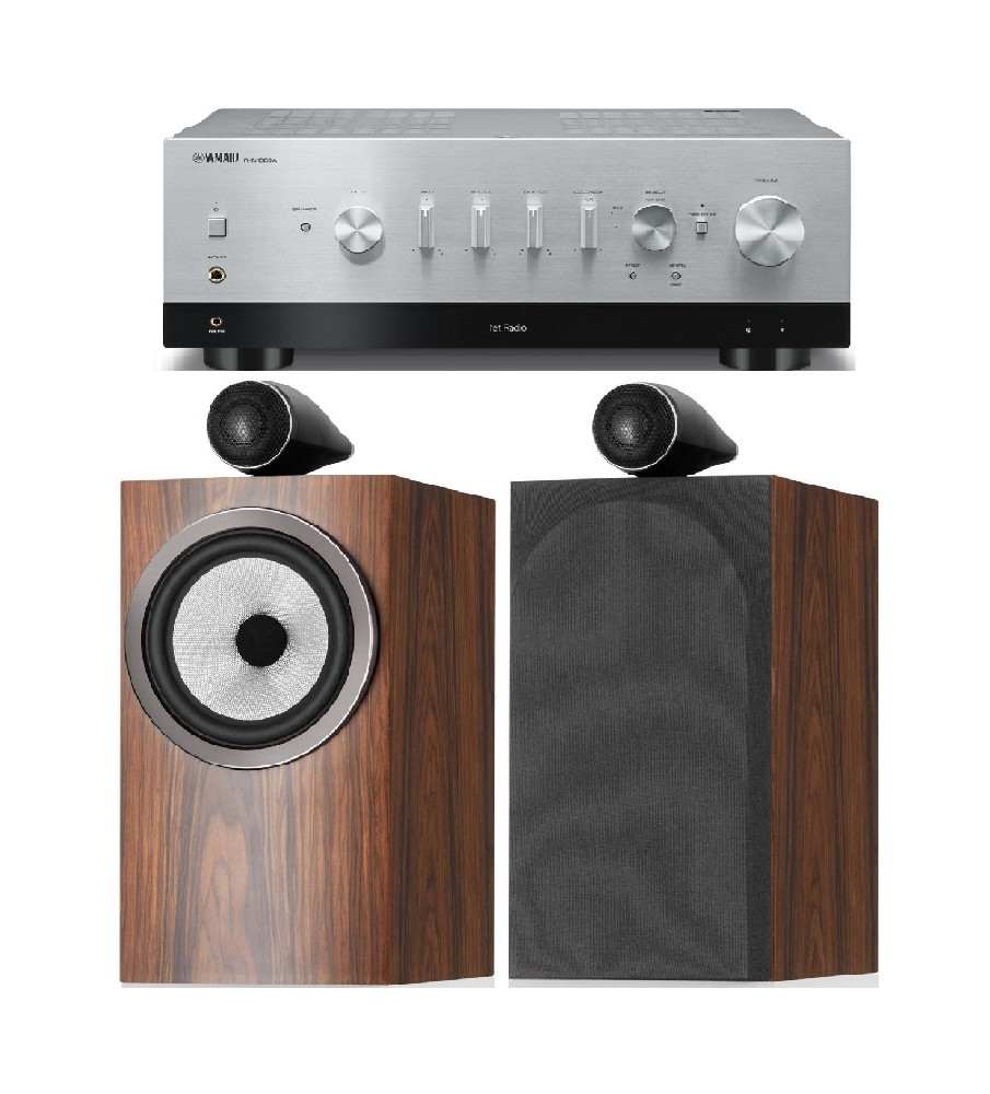 Yamaha R-N1000A Stereo Network Receiver & Bowers & Wilkins 705 s3 Speakers - Silver & Mocha