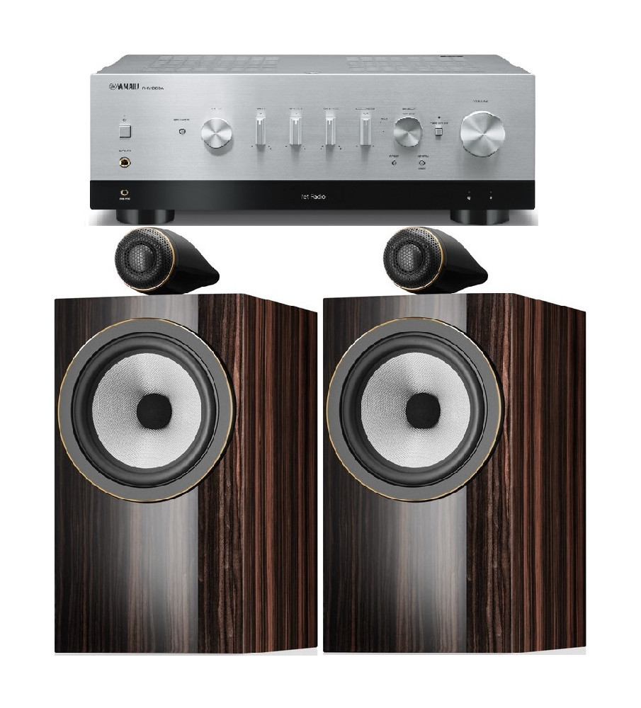 Yamaha R-N1000A Stereo Network Receiver & Bowers & Wilkins 705 s3 Signature Speakers - Silver & Datuk Gloss