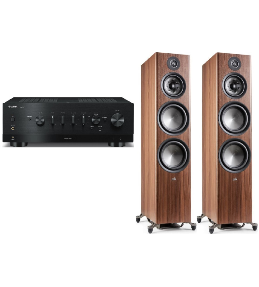 Yamaha R-N1000A Stereo Network Receiver & Polk Reserve R700 Speakers - Black & Brown