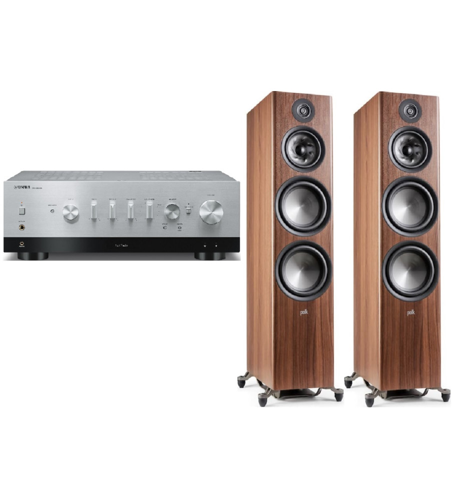 Yamaha R-N1000A Stereo Network Receiver & Polk Reserve R700 Speakers - Silver & Brown