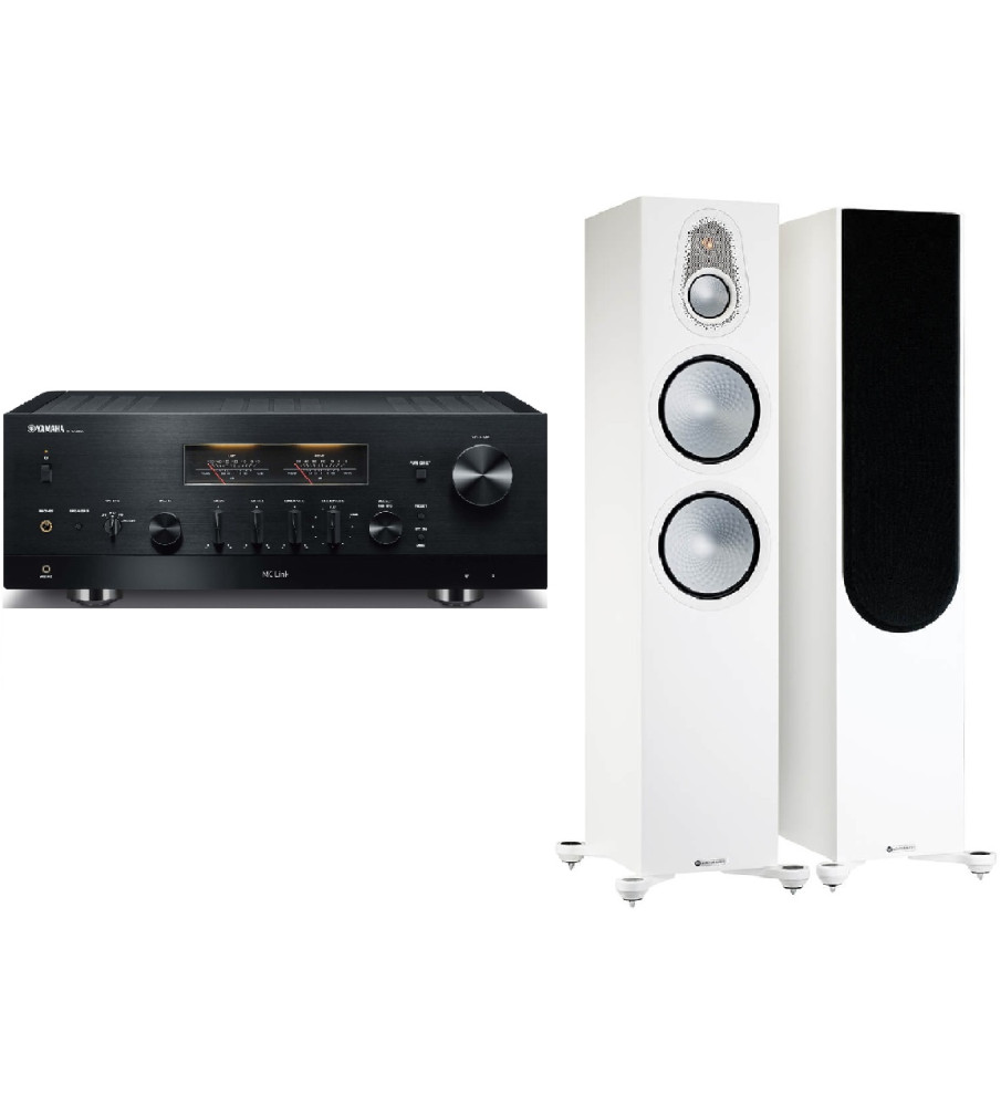 Yamaha R-N2000a Stereo Network Receiver & Monitor Audio Silver 500 (7G) Speakers - Black & Satin White