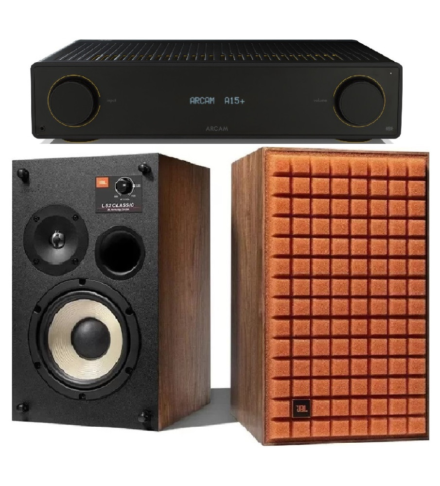 Arcam A15+ Integrated Amplifier & JBL L52 Classic Speakers - Black & Orange Grille