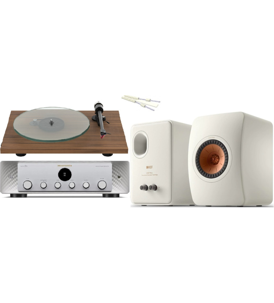 Marantz Model 60n Silver & KEF LS50 Meta Mineral White & Pro-Ject T2 Super Walnut