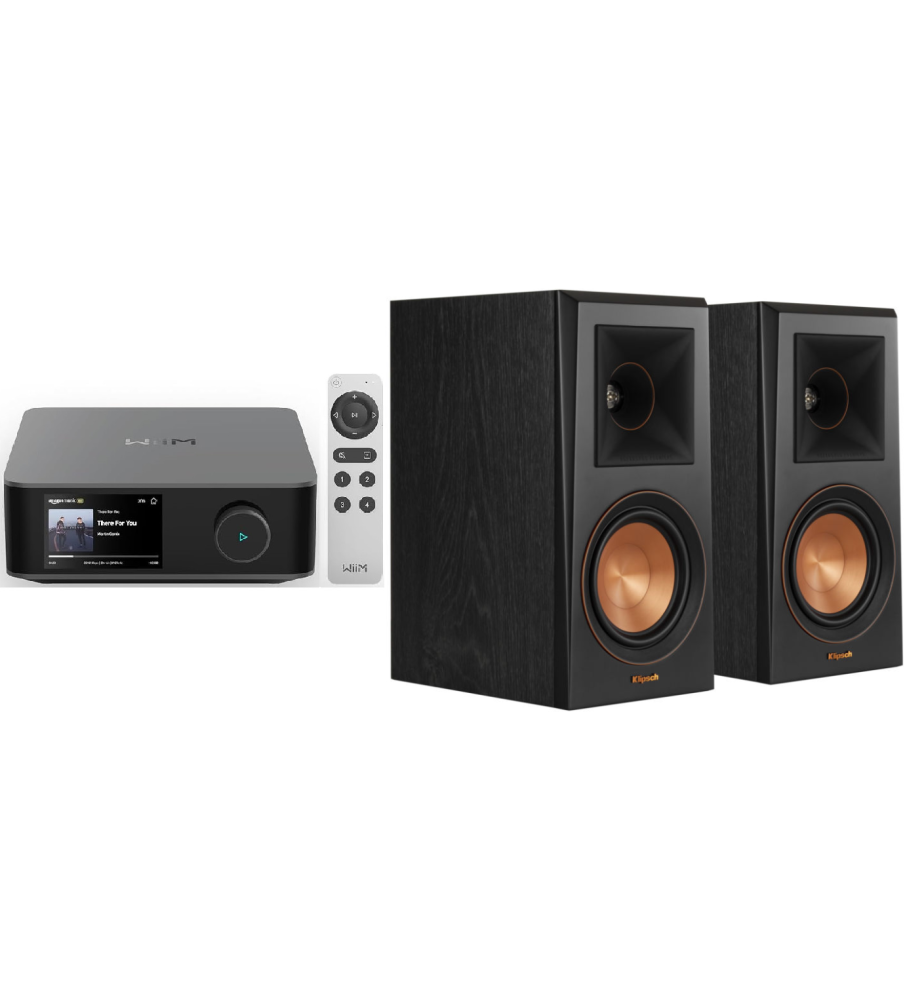 WiiM Amp Ultra Streaming Amplifier & Klipsch RP-500M II Speakers - Black