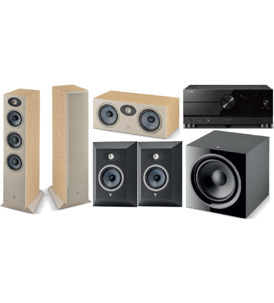 Focal Theva No.3 5.1 Home Theatre Package & Yamaha RX-A4A AV Receiver - Light Wood